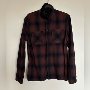 AllSaints Maroon Red Flannel Shirt